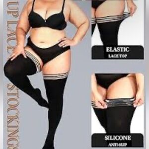 Frola Silicone Transparent Elastic Stockings Sz XL Black